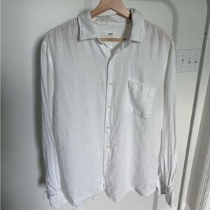 Uniqlo Linen White Casual Button Down Shirt